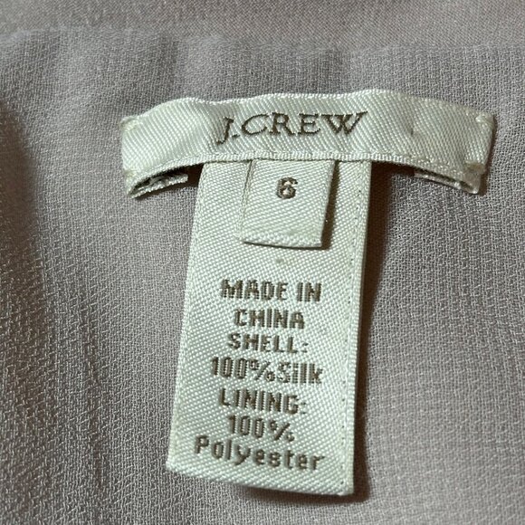 J.Crew Silk Dress Size 6 Beige V-Neck Sleeveless A-Line Fully Lined Side Zipper - Picture 3 of 8